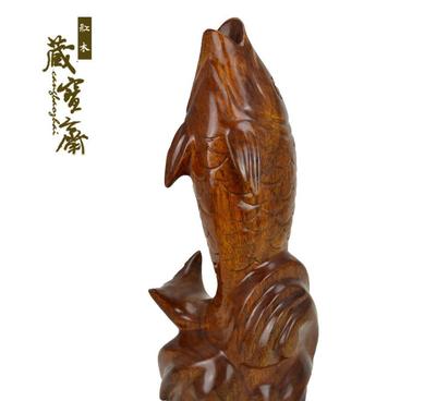 紅木工藝品 鯉魚跳龍門 年年有余 魚花插 實木 木雕 家居禮品擺件圖片_高清圖_細(xì)節(jié)圖-如皋市藏寶紅木工藝品廠